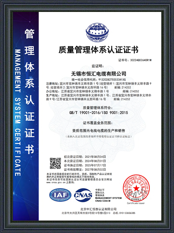 Quality Management System Certificate