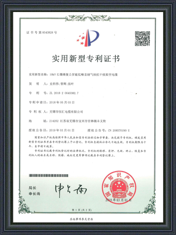 Utility Model Patent Certificate 